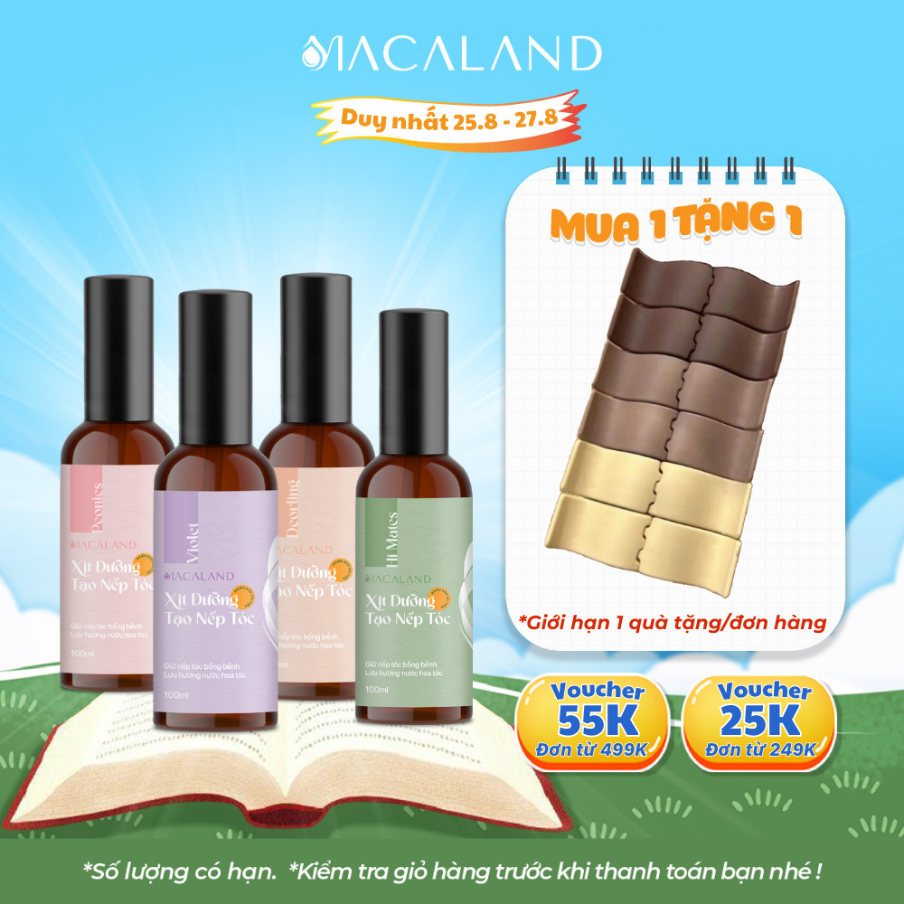 Xịt giữ nếp tóc tạo kiểu và dưỡng tóc 2in1 100ml MACALAND lưu hương nước hoa tóc thơm lâu