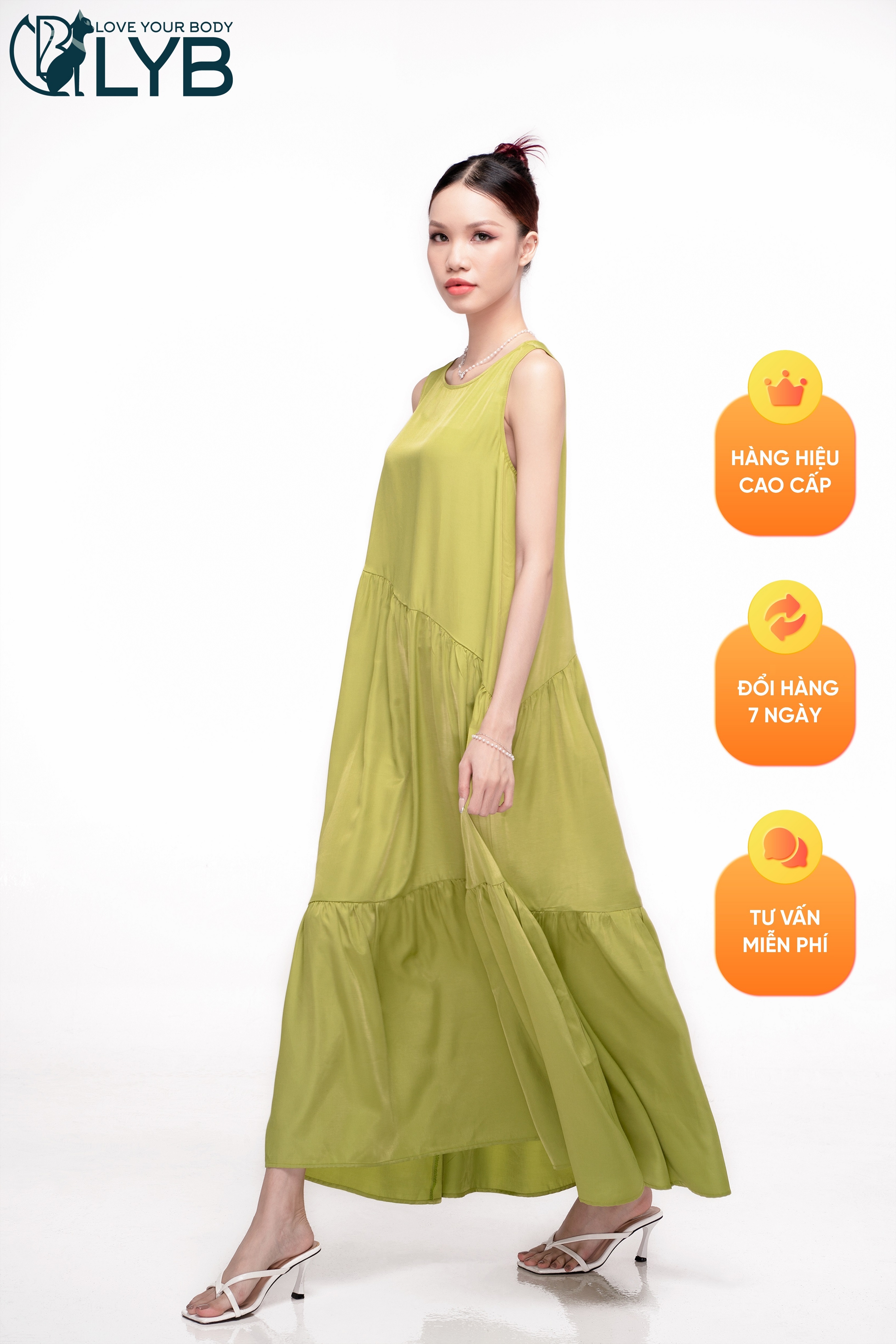 Đầm maxi không tay mềm mại thướt tha