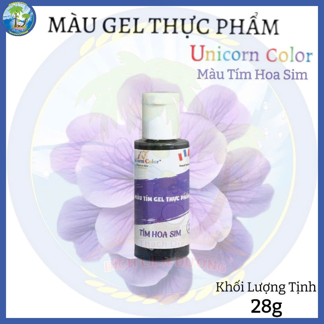 [Chai 28g] Màu tím hoa sim_Màu gel thực phẩm thương hiệu Unicorn Color