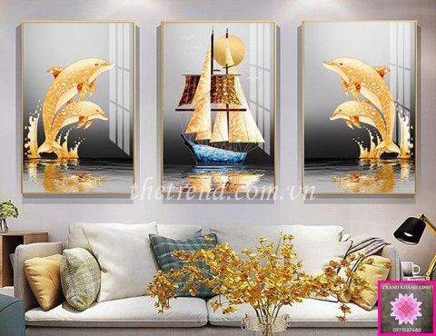 Xả Sốc Kho tranh Tráng gương cao cấp 40*60*3 bức ngang tổng 1.2m treo phòng khách, phòng ngủ, bếp Spa