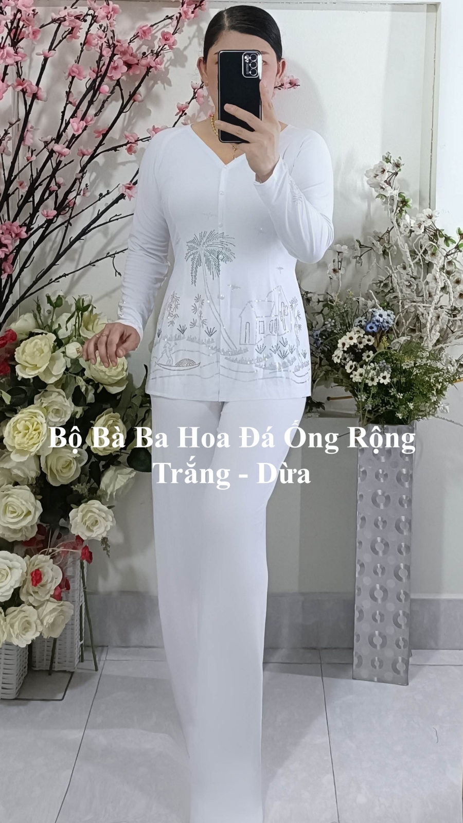 Bộ Bà Ba Hoa Đá Ống Rộng