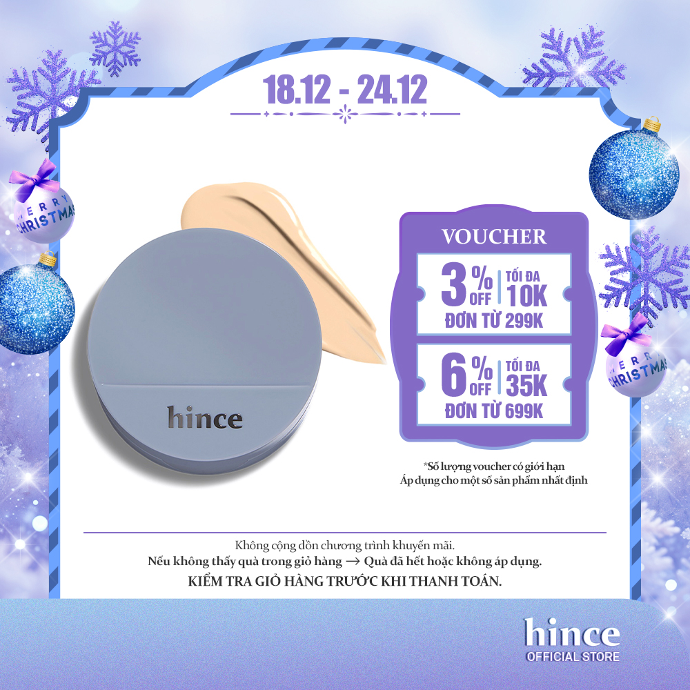 Phấn nước lì kiềm dầu thuần chay hince Second Skin Mesh & Matte Cushion 12g