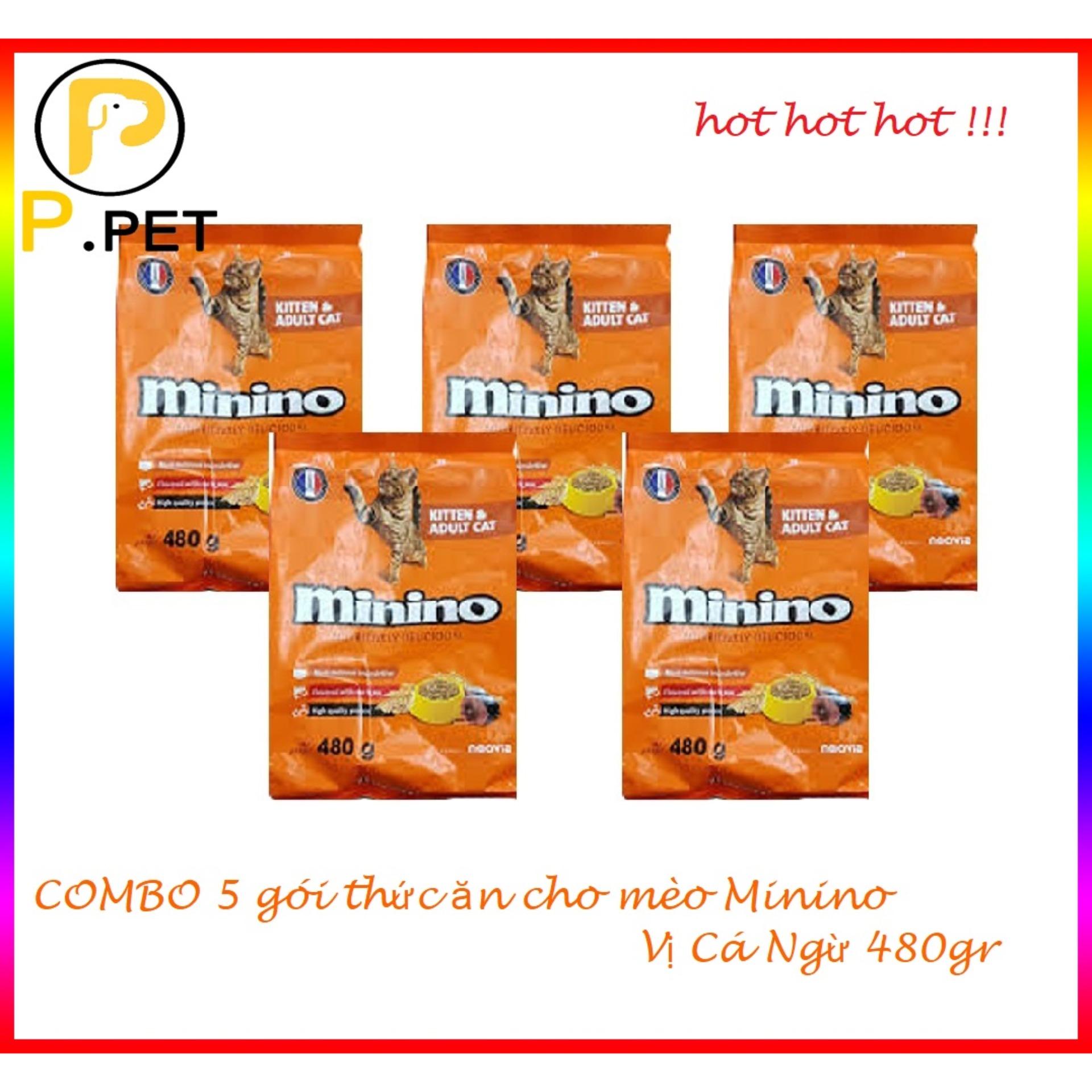 Thức ăn cho mèo Minino - thức ăn hạt cho mèo mọi lứa tuổi - vị cá ngừ - gói 480gr -