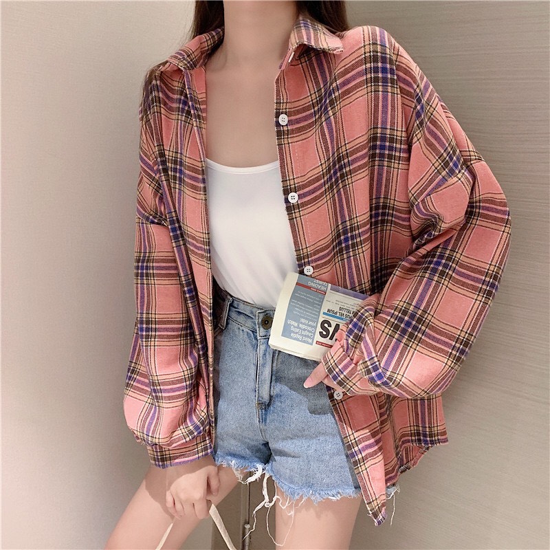 Áo sơ mi carô phong cách retro HK cá tính