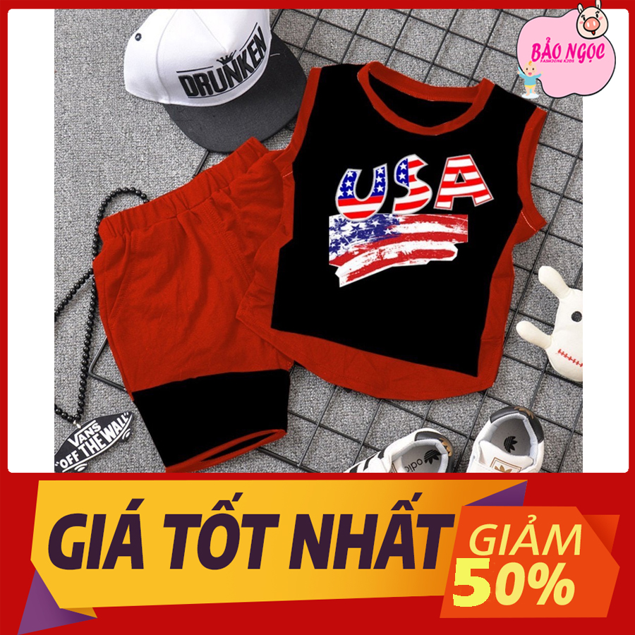QUẦN ÁO HÈ TRẺ EM, Bộ 3 Lổ Bé Trai 6-22kg, LOGO USA Siêu Đẹp, Chất Liệu Cotton Mềm Mịn, Siêu mát, Họa Tiết In Công Nghệ Cao 4 Lớp Siêu Bền, Hàng VNSX, MÃ SP S077