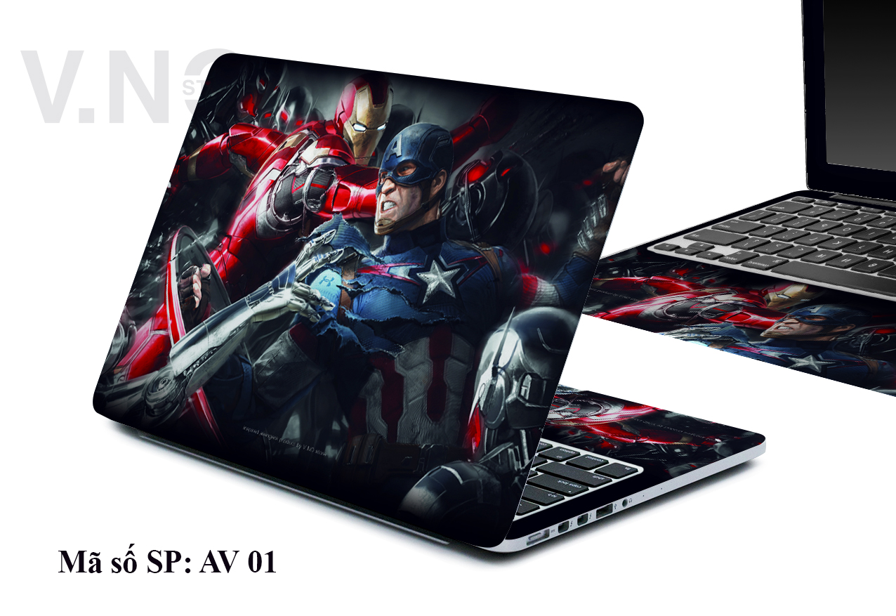 [HCM]Miếng dán laptop AVENGER V.NO SKIN cho các dòng máy dell/asus/acer/macbook/. . .