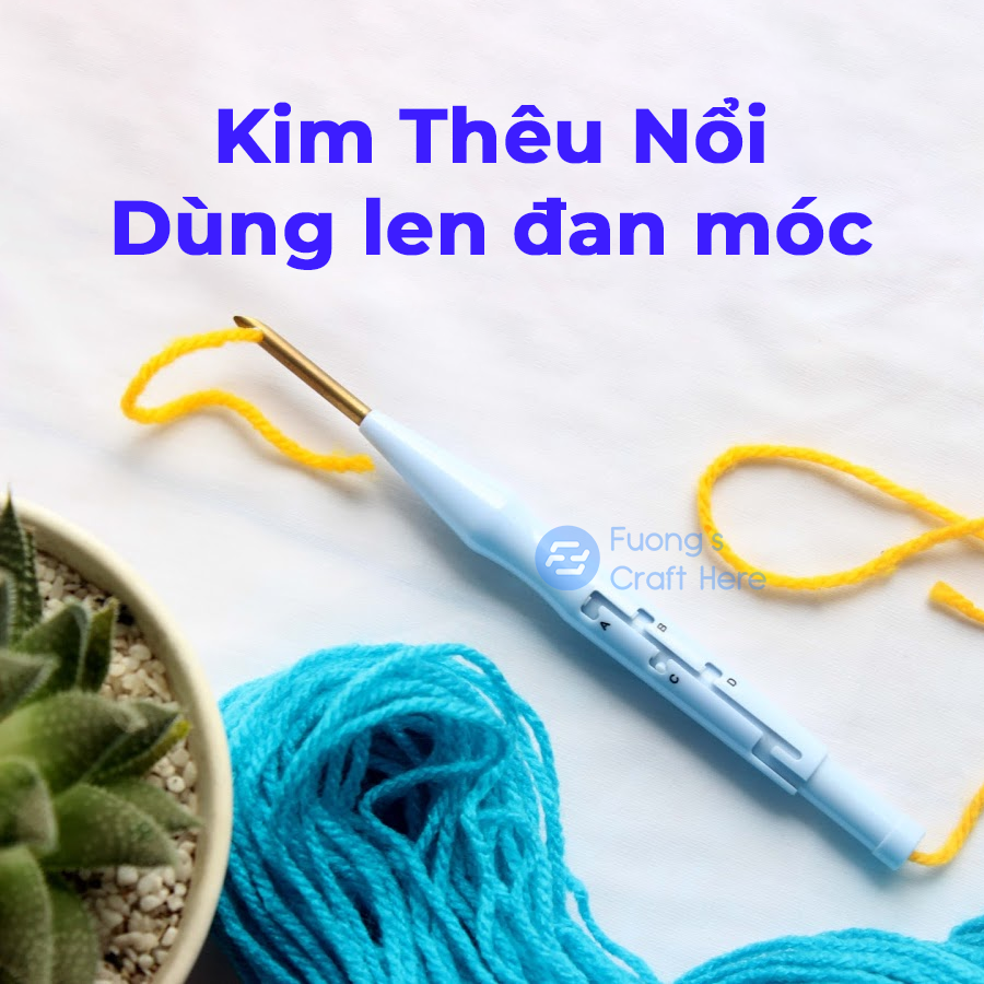 Kim Thêu Nổi Thêu Xù Punch Needle có 4 nấc điều chỉnh độ cao 5mm dùng cho len to, dễ dàng cho người mới bắt đầu