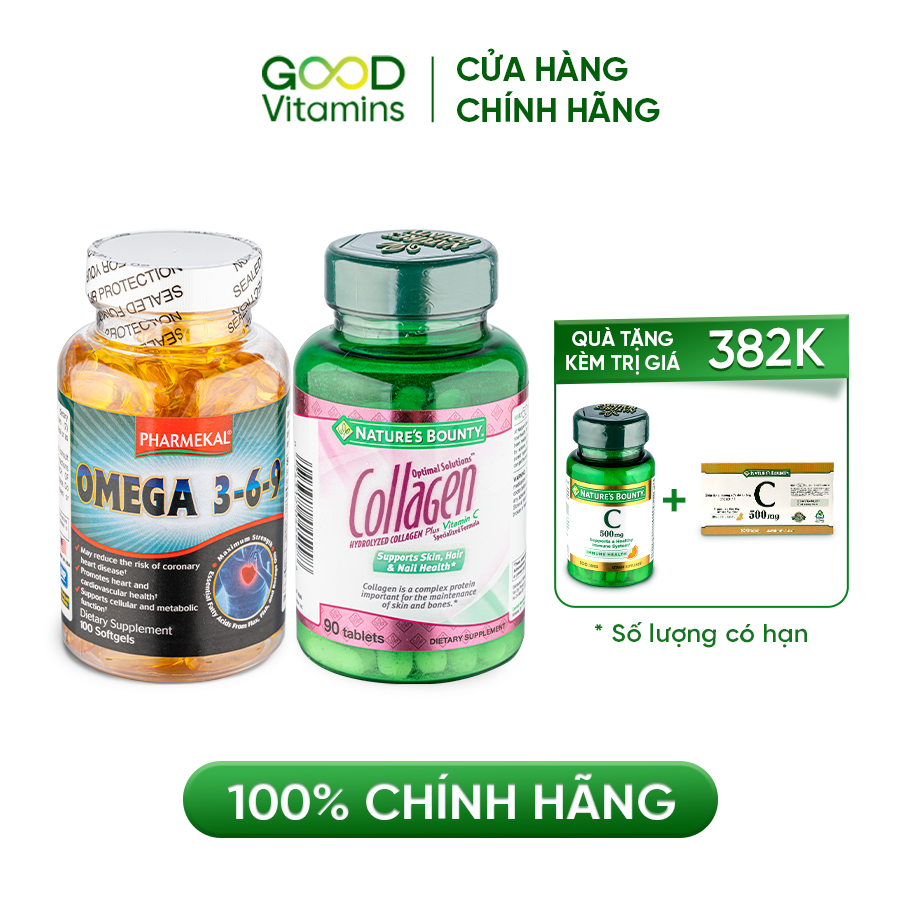 Combo hỗ trợ tim mạch & chăm sóc sắc đẹp , omega 3-6-9 & vitamin c