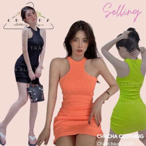Đầm body ba lỗ ngược nữ chất thun borip dày mịn chuchaclothing