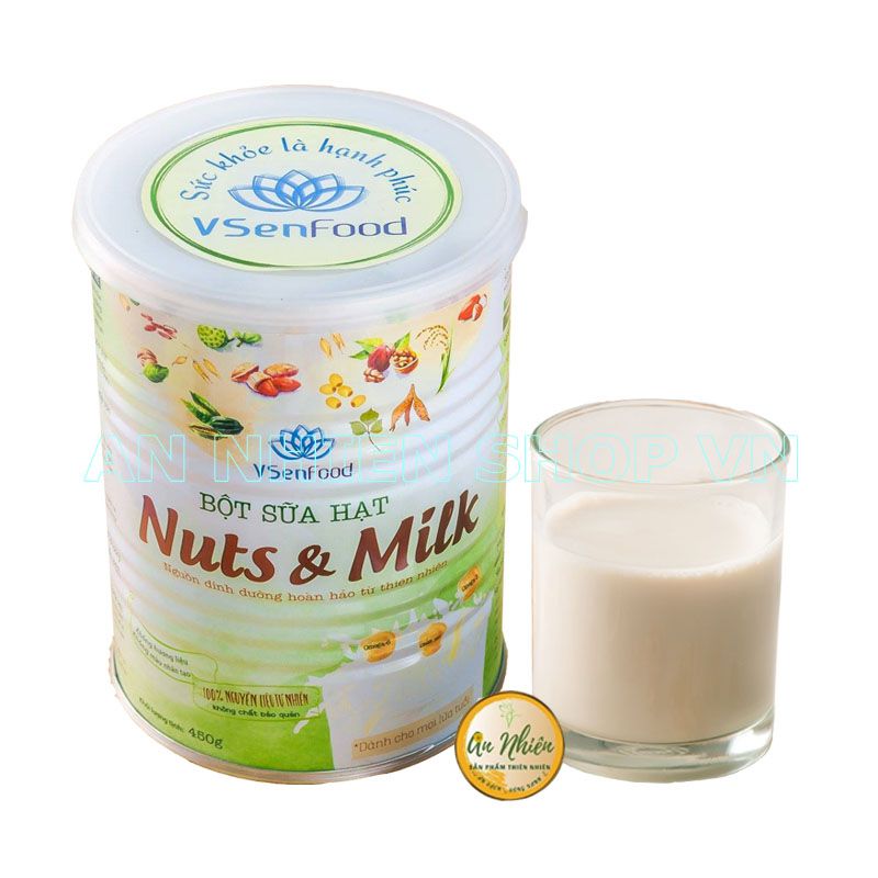 Bột Sữa Hạt Nuts & Milk 450g - Kết hợp 7 loại sữa hạt sen, sữa hạnh nhân, sữa hạt óc chó, sữa yến mạch, mè, gạo lứt, sắn dây