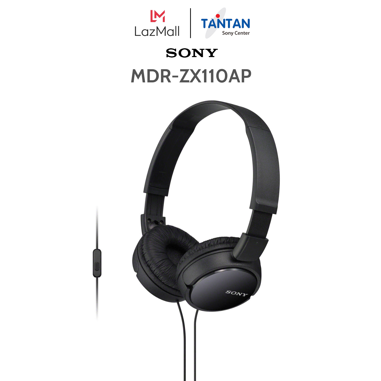 TAI NGHE SONY CẮM DÂY MDR-ZX110AP |  Loa Dynamic rộng 30mm - Khả năng tái tạo âm thanh chất lượng cao - Mic trên dây, giúp rảnh tay đàm thoại - Thiết kế gập gọn nhẹ, dễ dàng mang theo | BẢO HÀNH 12 THÁNG TOÀN QUỐC