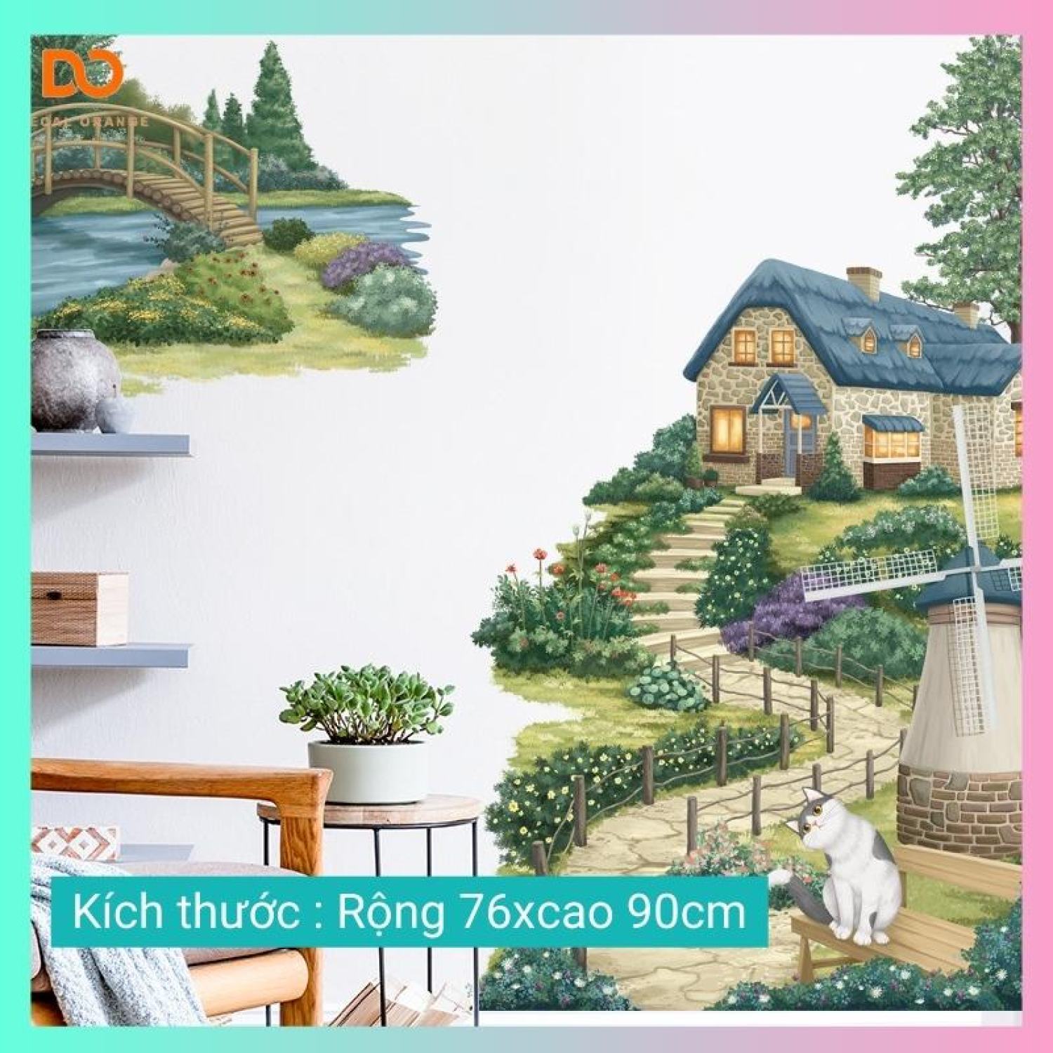 Decal dán tường giấy dán tường nhà bậc thang decor phòng ngủ phòng khách