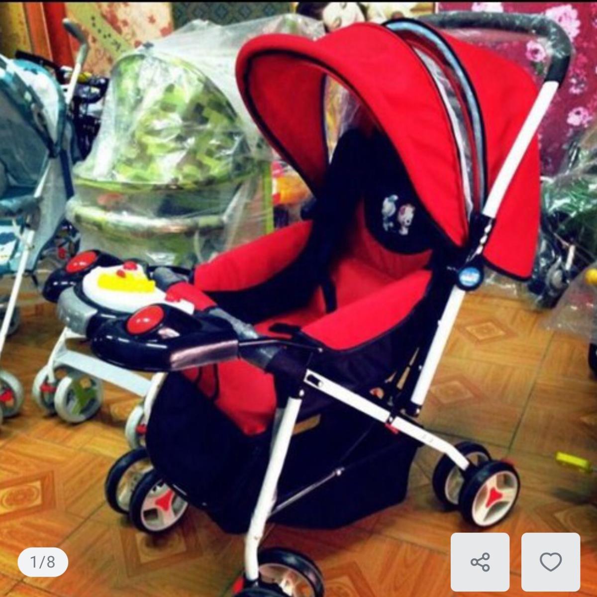 Xe đẩy 2 chiều 3 tư thế cho bé loại size đại cao cấp gấp, xe đẩy gấp gọn có nhạc có để chân, khóa bánh