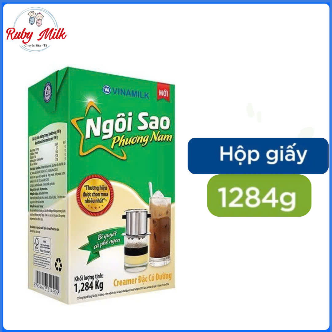 Hộp Sữa đặc Ngôi Sao Phương Nam xanh lá - Hộp giấy 1284g