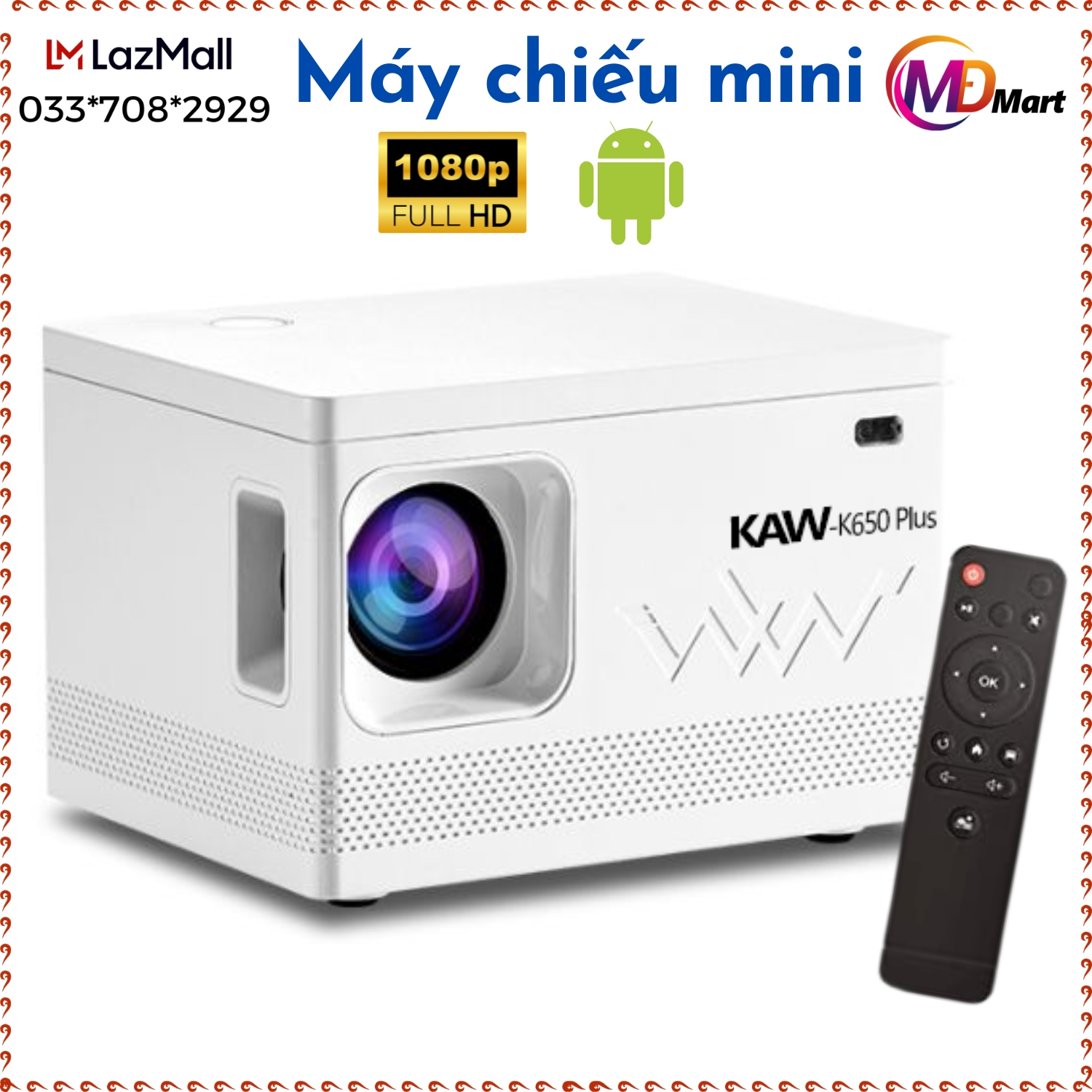 Máy chiếu phim tại nhà - Máy chiếu mini giá rẻ,máy chiếu kết nối với điện thoại, máy chiếu mini K-K550,Kết nối điện thoại máy tính, kết nối wifi, thay thế 1 chiếc Smart TV, Độ phân giải 1080 cho chất lượng hình ảnh tuyệt vời