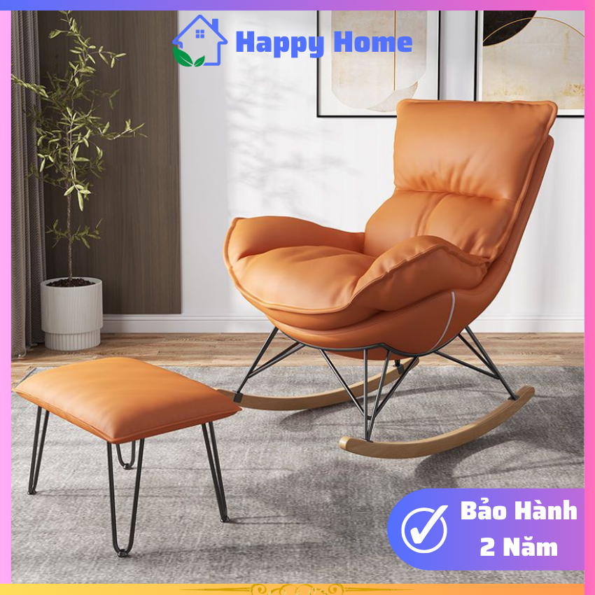 Ghế Sofa Thư Giãn Sang Trọng Cao Cấp ( Kèm Đôn Để Chân ), Ghế Thư Giãn Khung Thép Chắc Chắn - Happy Home