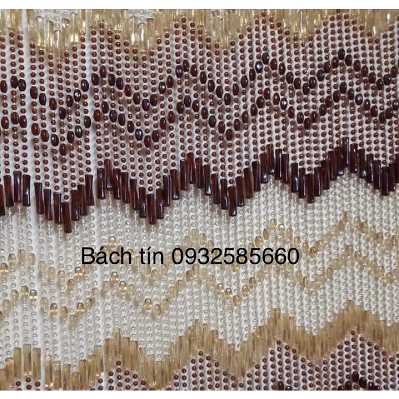 Rèm hạt nhựa che bàn thờ lối đi phong thủy, mành hạt khúc nâu cà phê