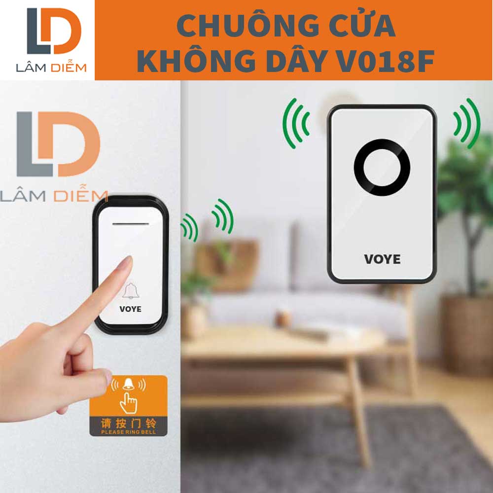 Chuông cửa có 38 kiểu chuông không dây điều khiển từ xa  V018F [ kèm pin ]