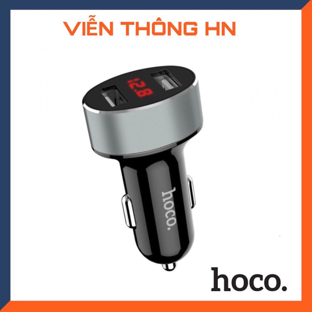 Tẩu sạc xe hơi ô tô nhãn hiệu hoco z26 tích hợp 2 cổng usb 2.1a đèn led hiển thị điện áp  ứng dụng cho ô tô xe hơi