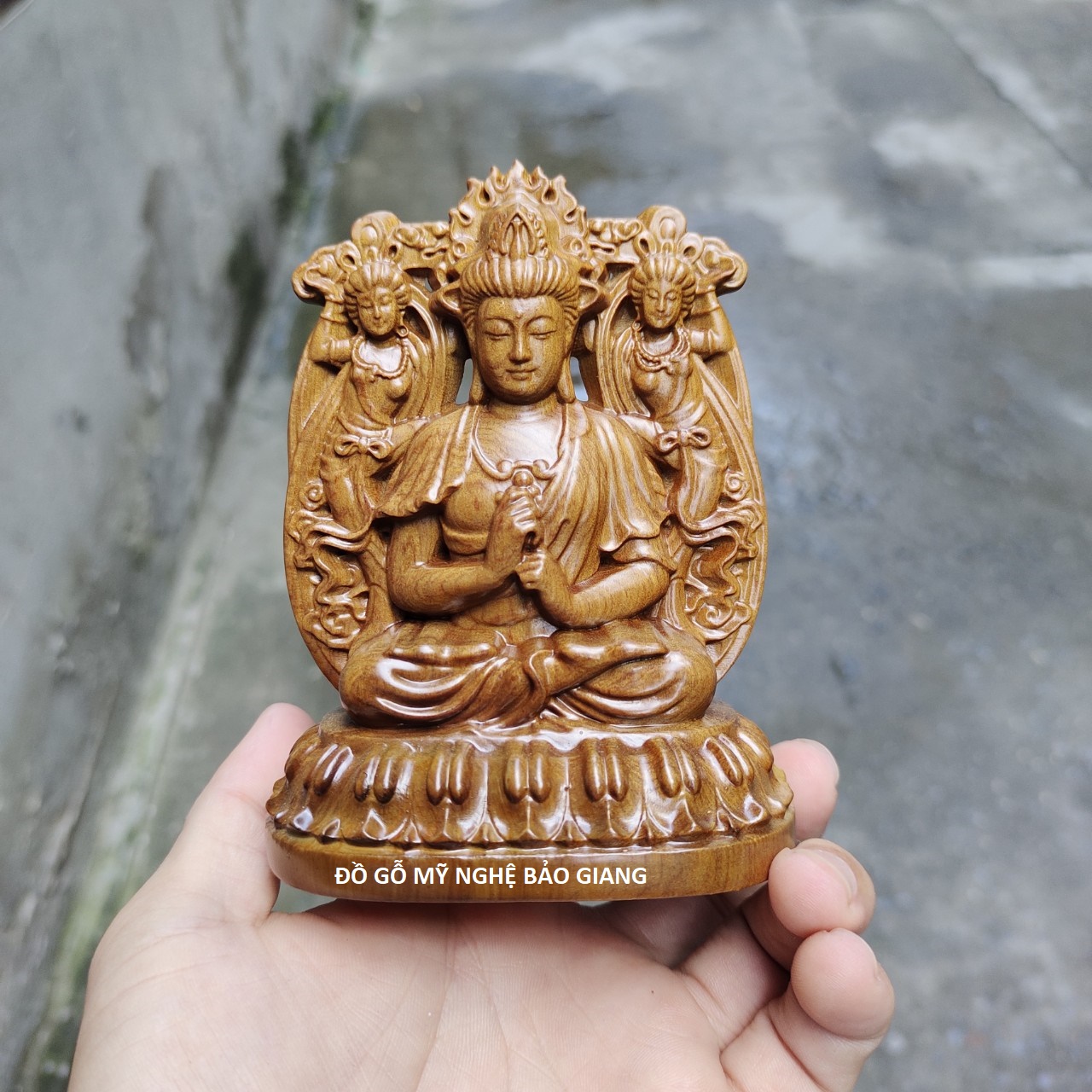 Tượng phật bản mệnh Tuổi Mùi, tuổi Thân bằng gỗ bách xanh - Phật Như Lai Đại Nhật
