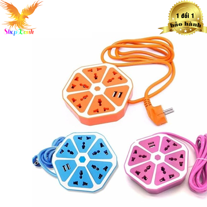 [HCM] Ổ cấm điện hình trái cam có cổng USB tiện dụng - 3 chấu- Ổ Cắm Điện Đa Năng Tích Hợp 2 Cổng Sạc USB-Màu Ngẫu Nhiên