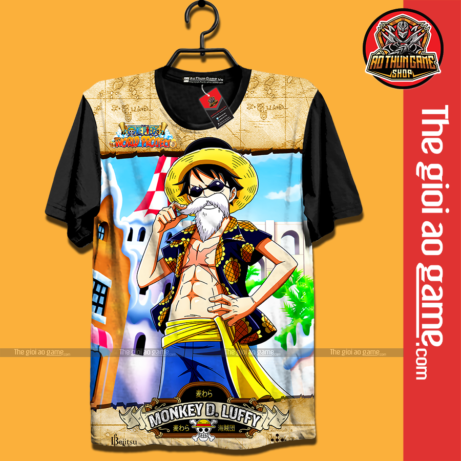 Áo One Piece Luffy 3D Đen, Áo Thun Luffy Màu Đen A02 Phông Unisex Nam Nữ Tay Ngắn Forn Rộng Vải Mềm Mại Mặc Thoáng Mát - Mã SP: LuffyA02 AF / Thegioiaogame.com
