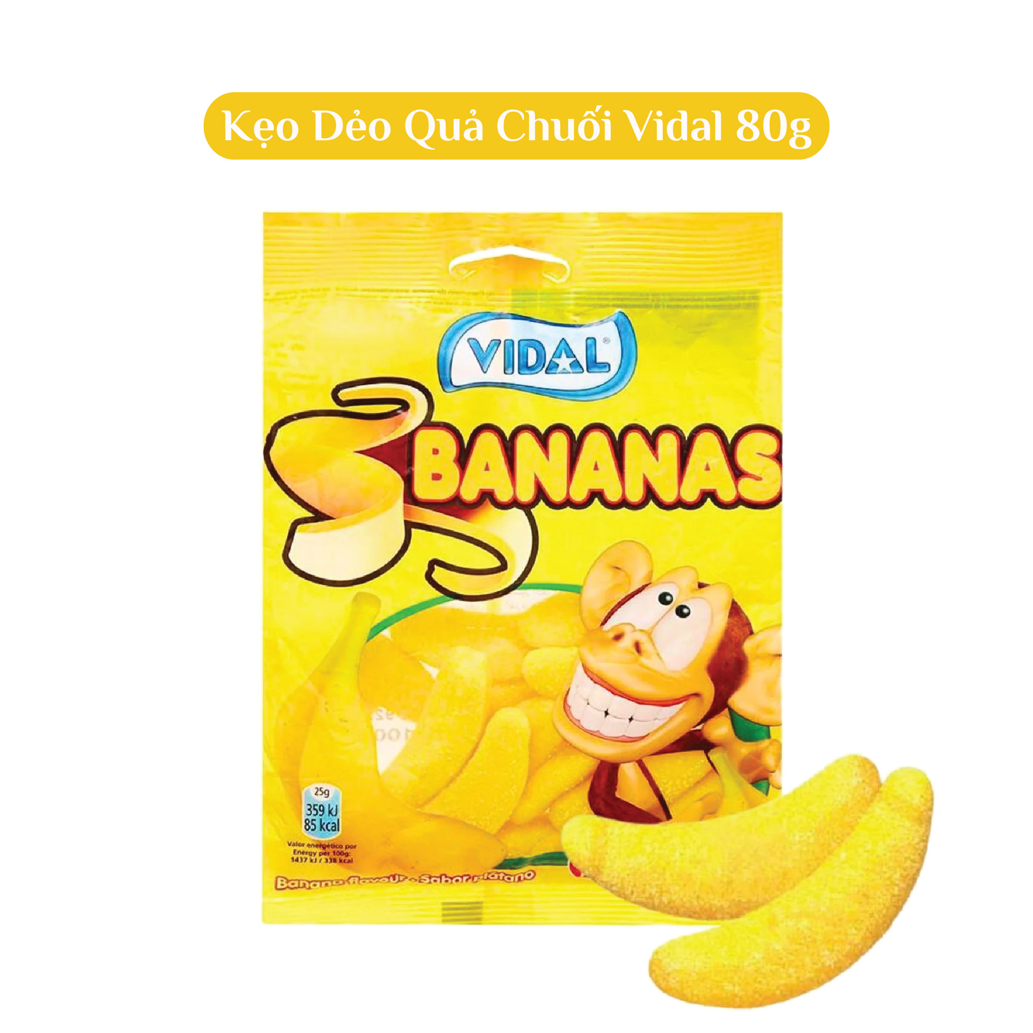 Kẹo dẻo hình quả chuối Vidal 80g