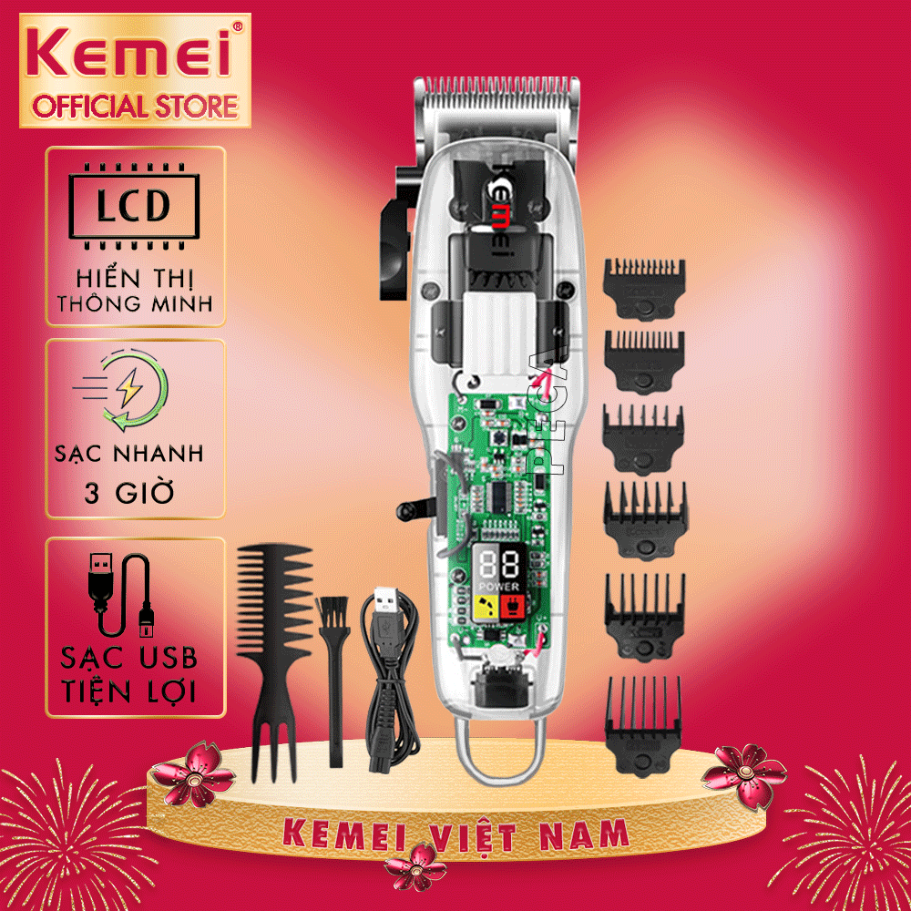 Tông đơ cắt tóc chuyên nghiệp KEMEI KM-NG108 công suất mạnh 5W màn hình LCD sạc USB nhanh 3h - Giao màu ngẫu nhiên