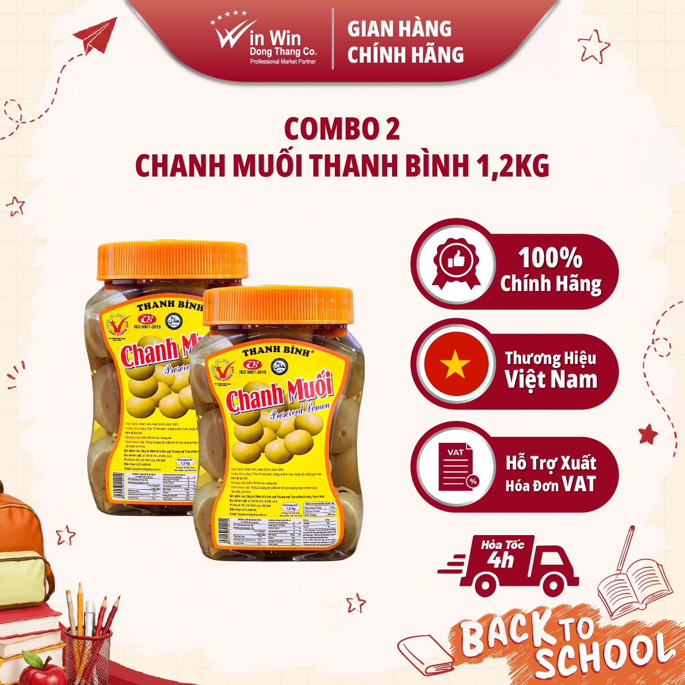 Combo 2 Hũ Chanh Muối Thanh Bình 1,2kg - Sản xuất Việt Nam