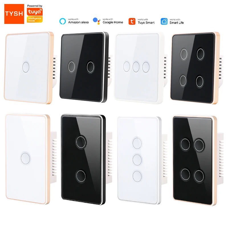 Công tắc zigbee nút lõm tuya smartlife viền kim loại 4 nút bấm lõm hình vuông