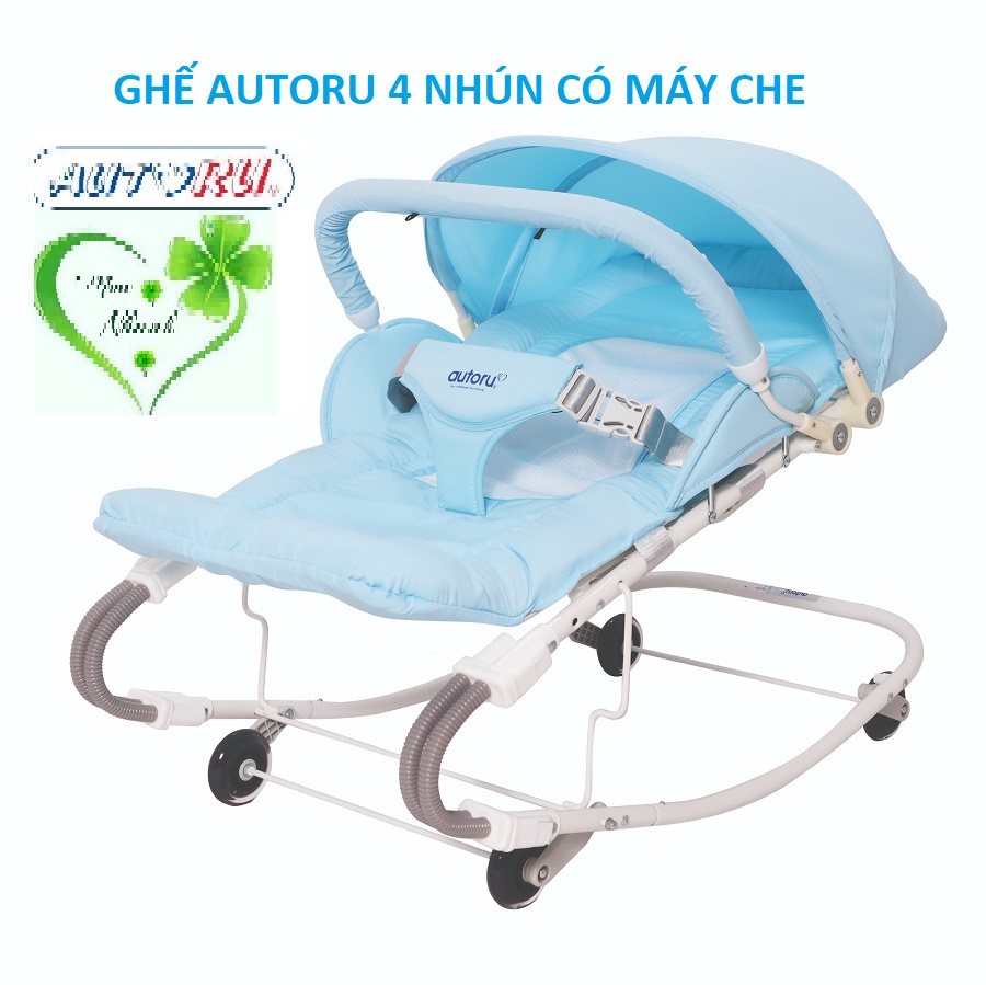 Xe 4 nhún autoru, xe ăn bột cho bé ăn bột size 88 x 50 x 58 cm có kèm mùng chụp chính hãng