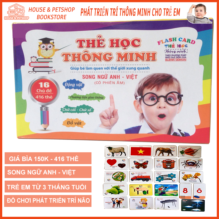 Bộ Thẻ Học Thông Minh Song Ngữ Anh Việt Cho Trẻ Em - Flashcard Glenn Damam Phương Pháp Học Mới Cho Bé - Đồ Chơi Sáng Tạo