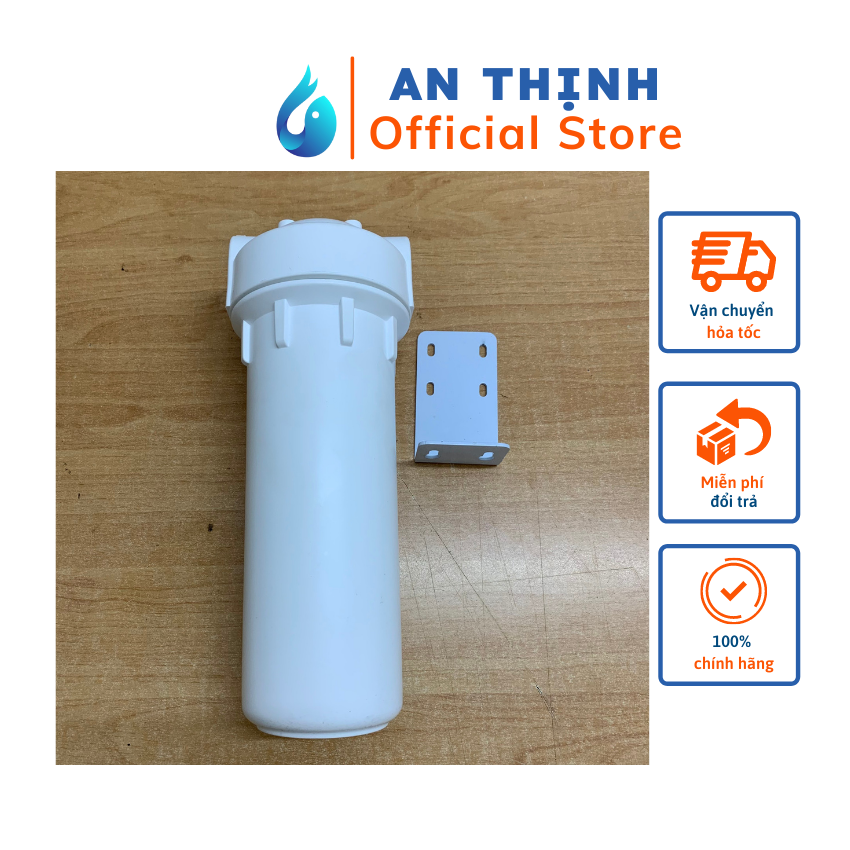 Bộ cốc lọc trắng ren 21mm cho máy lọc nước RO, hệ thống phun sương chống nứt, xì nước kèm Patt, ren đồng 21 ra 8mm