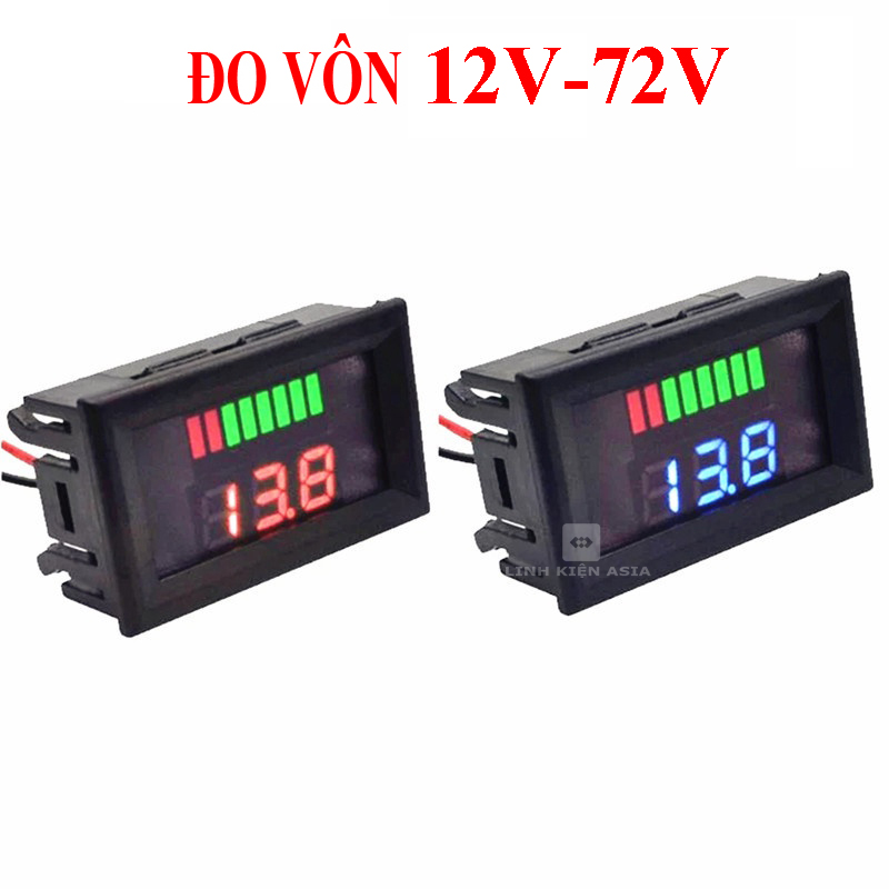 Đồng hồ đo mức pin lithium 12-72V xe đạp điện - đo pin ắc quy ô tô