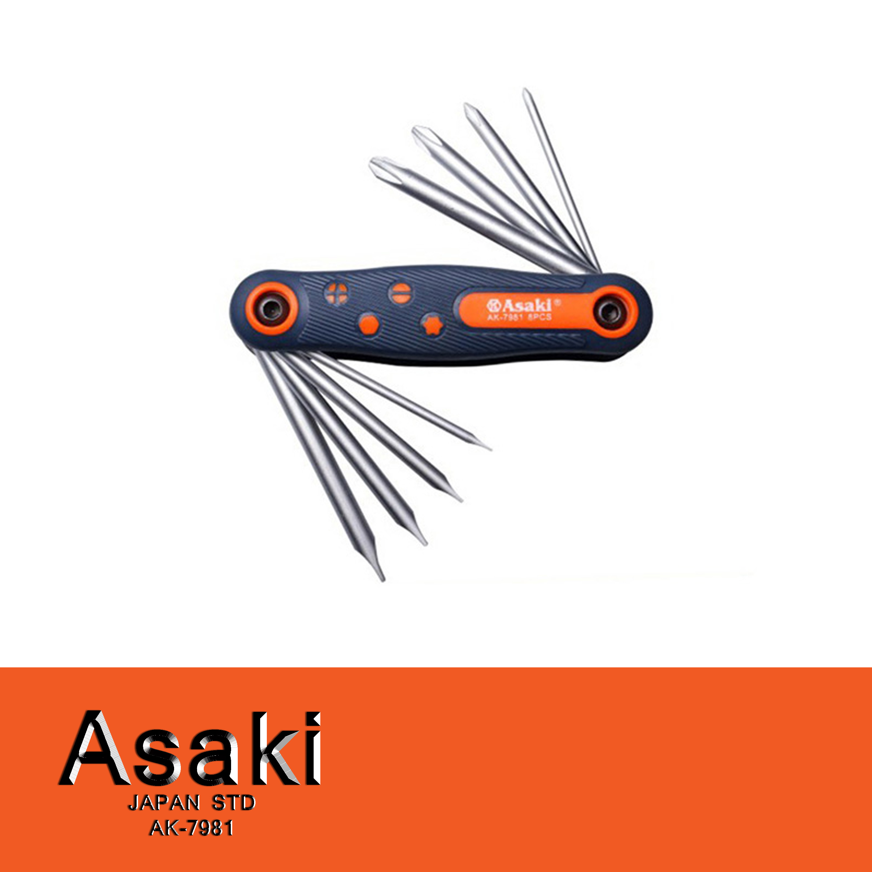 Bộ tua vít dẹp và bake xếp asaki ak-7981