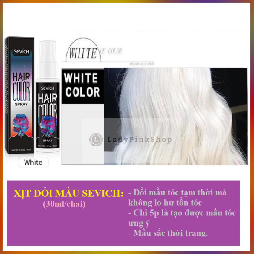 [Rẻ Vô Địch] Chai Xịt Đổi Màu Tóc Tạm Thời Màu Trắng Sevich 30ml/Chai Cá Tính
