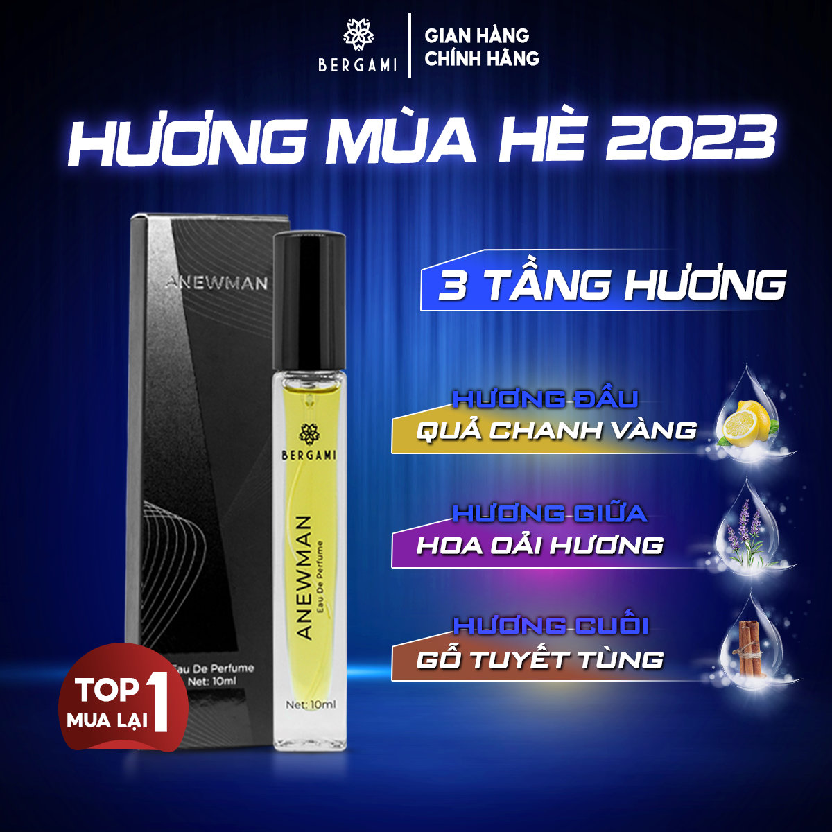 Nước Hoa Chiết 10ml Chính Hãng Bergami, Mùi Xạ Hương, Mát Lạnh, Lưu Hương 24h, Lịch Lãm Chuẩn Quý Ông chai nhỏ dung tích 10ml tiện lợi