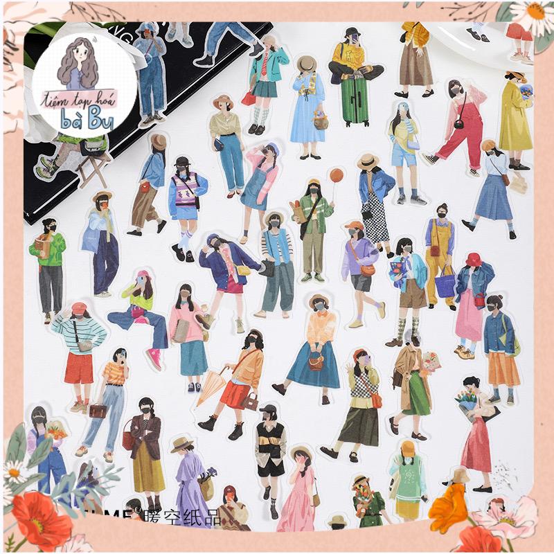 Gói 40 pcs stickers cô gái fashionista ins sành điệu dùng để dán trang trí