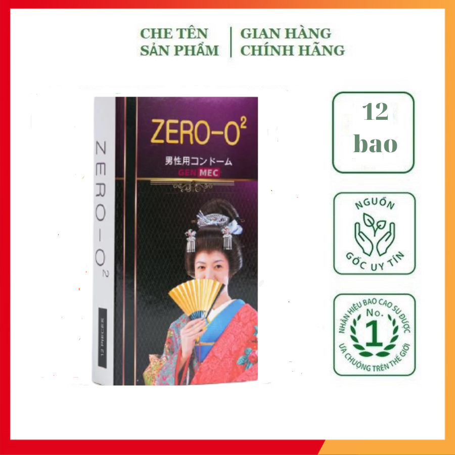Bao cao su ZERO-O2 cao cấp chính hãng Nhật Bản, bao cao su siêu mỏng, hộp 12 bao