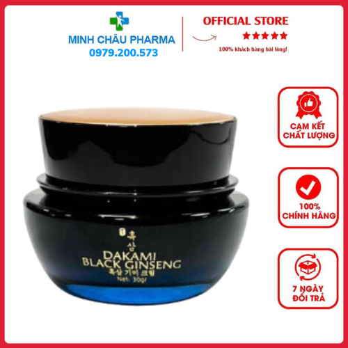 [CHÍNH HÃNG - HOÀN TIỀN] Kem dưỡng da Dakami Black Ginsen - hỗ trợ làm mờ thâm nám, tàn nhang, cấp ẩm và làm trắng da hộp 30g