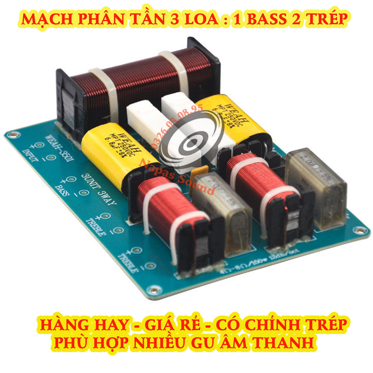 Bộ 2 cái mạch phân tần 3 loa weah3501 - lắp 1 bass 2 trép hoặc 4 trép - phân tần thùng loa nằm