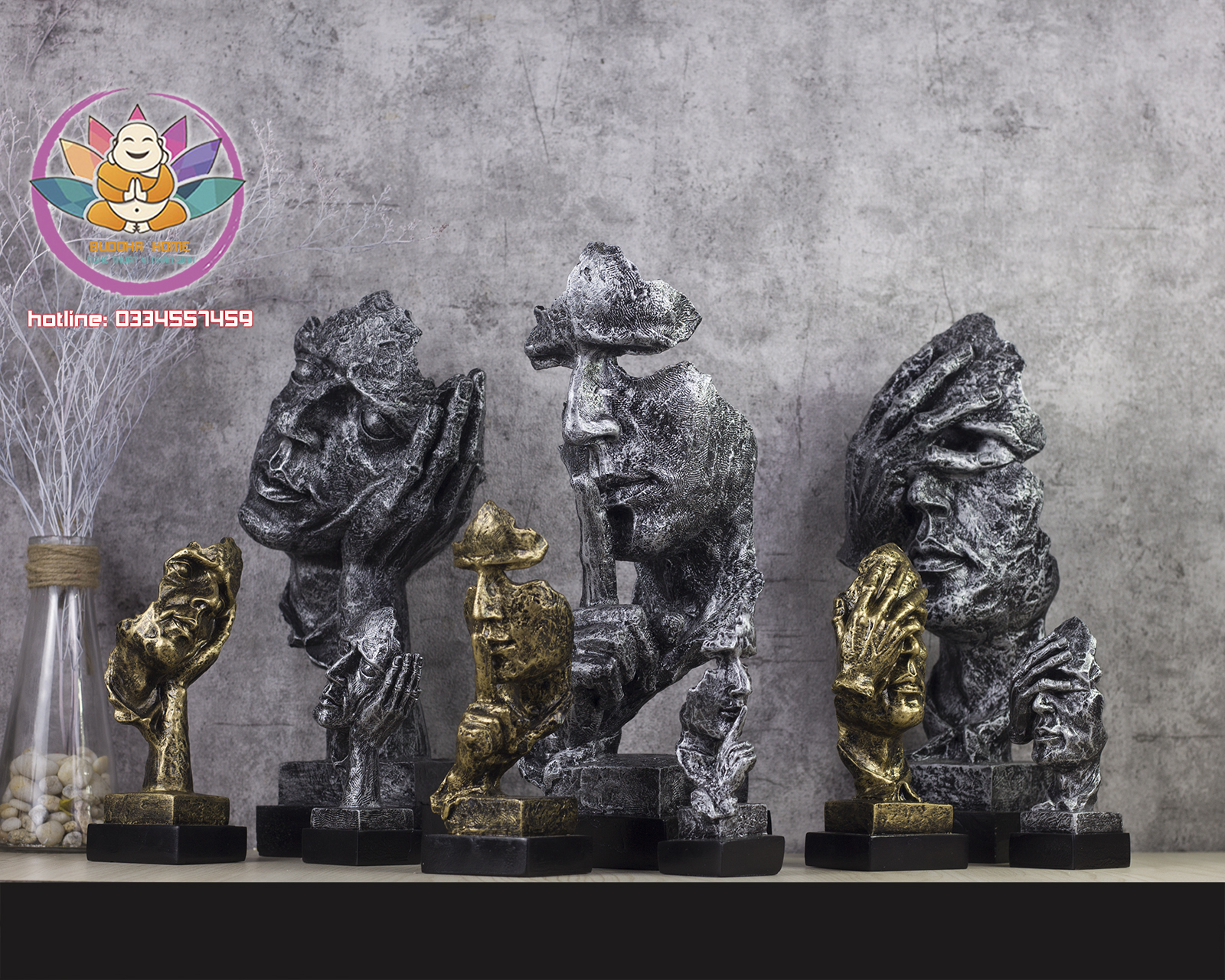 Bộ tam không decor trang trí hiện đại-im lặng là vàng 3 size độc đáo