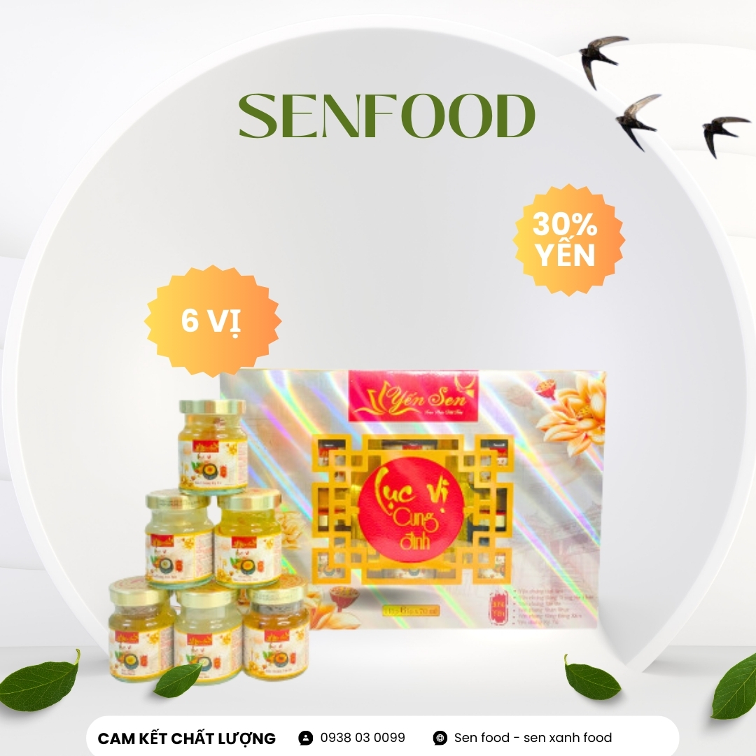Hộp 6 hũ Yến Sen lục vị cung đình thượng phẩm 30% yến 70ml
