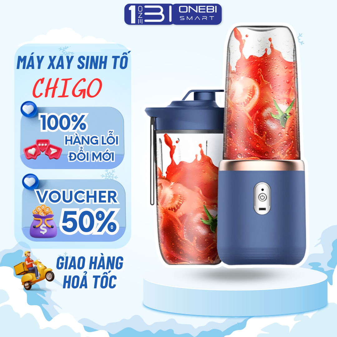 Máy Xay Sinh Tố Chigo 2 Cối 400ml Nhỏ Gọn Tiện Lợi, Máy Xay Đa Năng Cầm Tay Sạc Điện