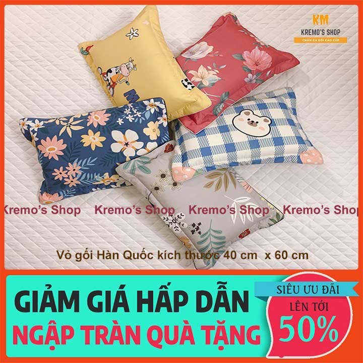 Vỏ gối nằm Hàn Quốc [FREESHIP] Áo gối nằm COTTON kích cỡ 40 cm x 60 cm siêu mềm mịn an toàn cho làn da của bạn