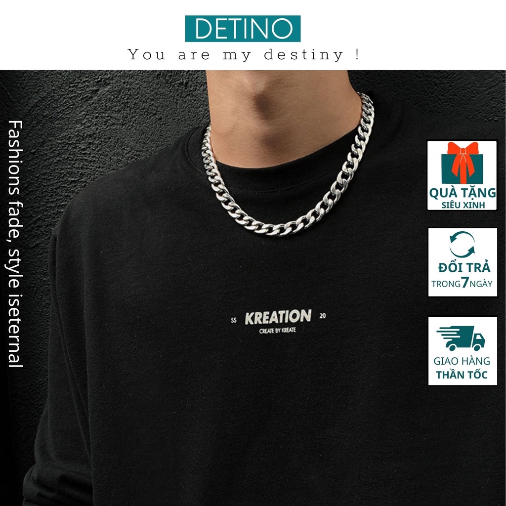 Dây chuyền titan nam cuban màu bạc đẹp kiểu dáng basic phong cách unisex hiphop không gỉ DETINO DC07
