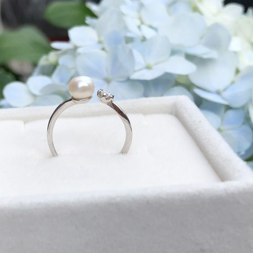 Nhẫn ngọc trai nhí nhẫn bạc ngọc trai thật cn2