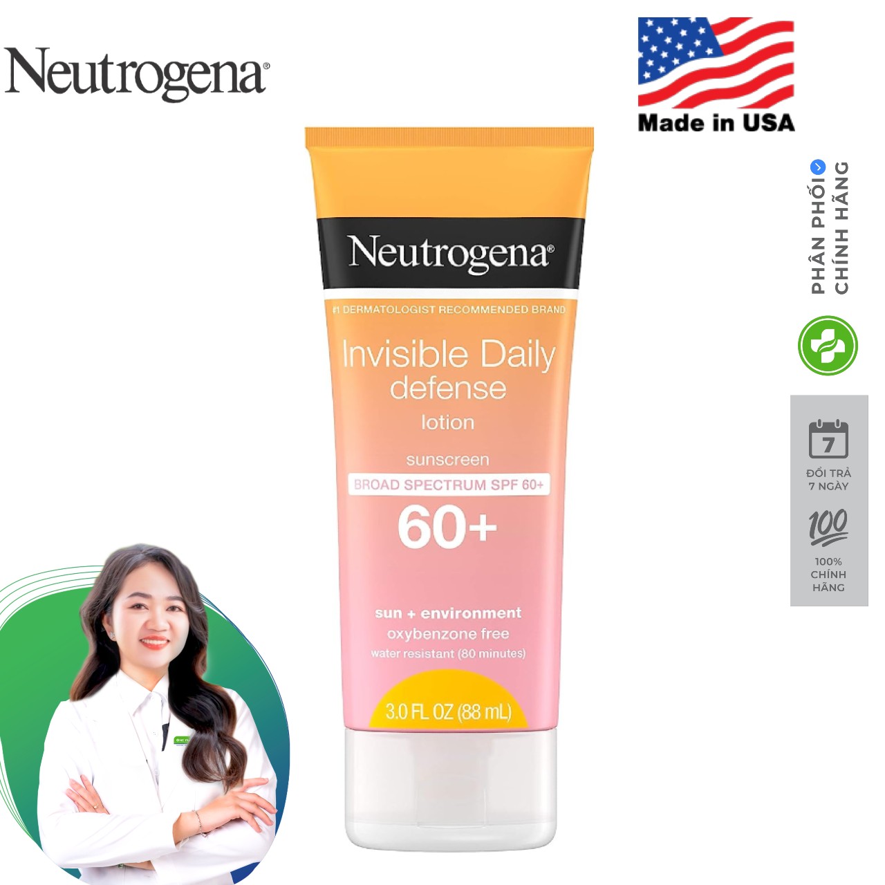 Kem Chống Nắng Neutrogena Invisible Daily Defense Spf 60+ 88ml