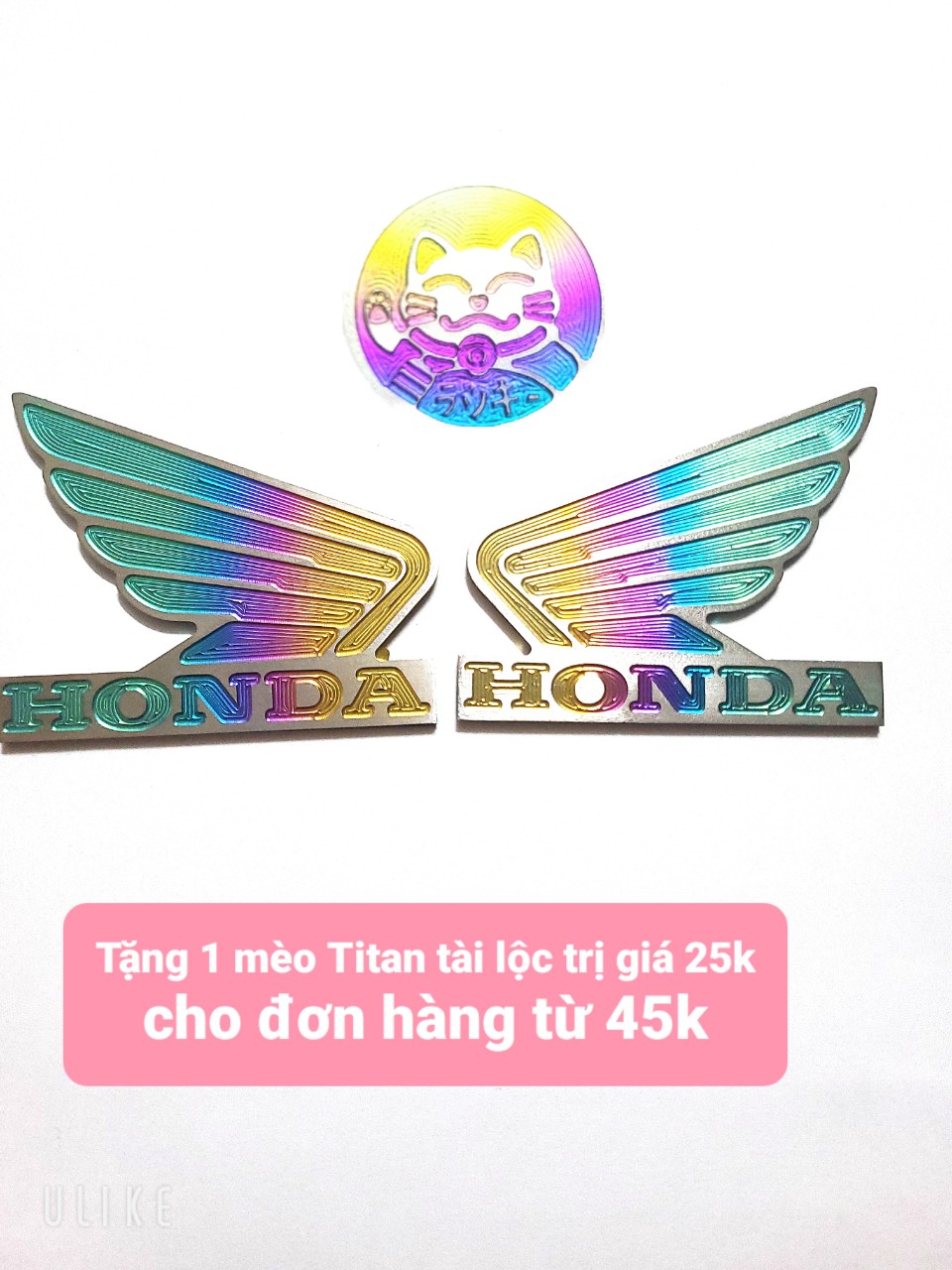 Combo cặp cánh chim honda bằng titan + 1 logo titan honda 2cm x1,5cm + 1 cặp van vòi xe máy