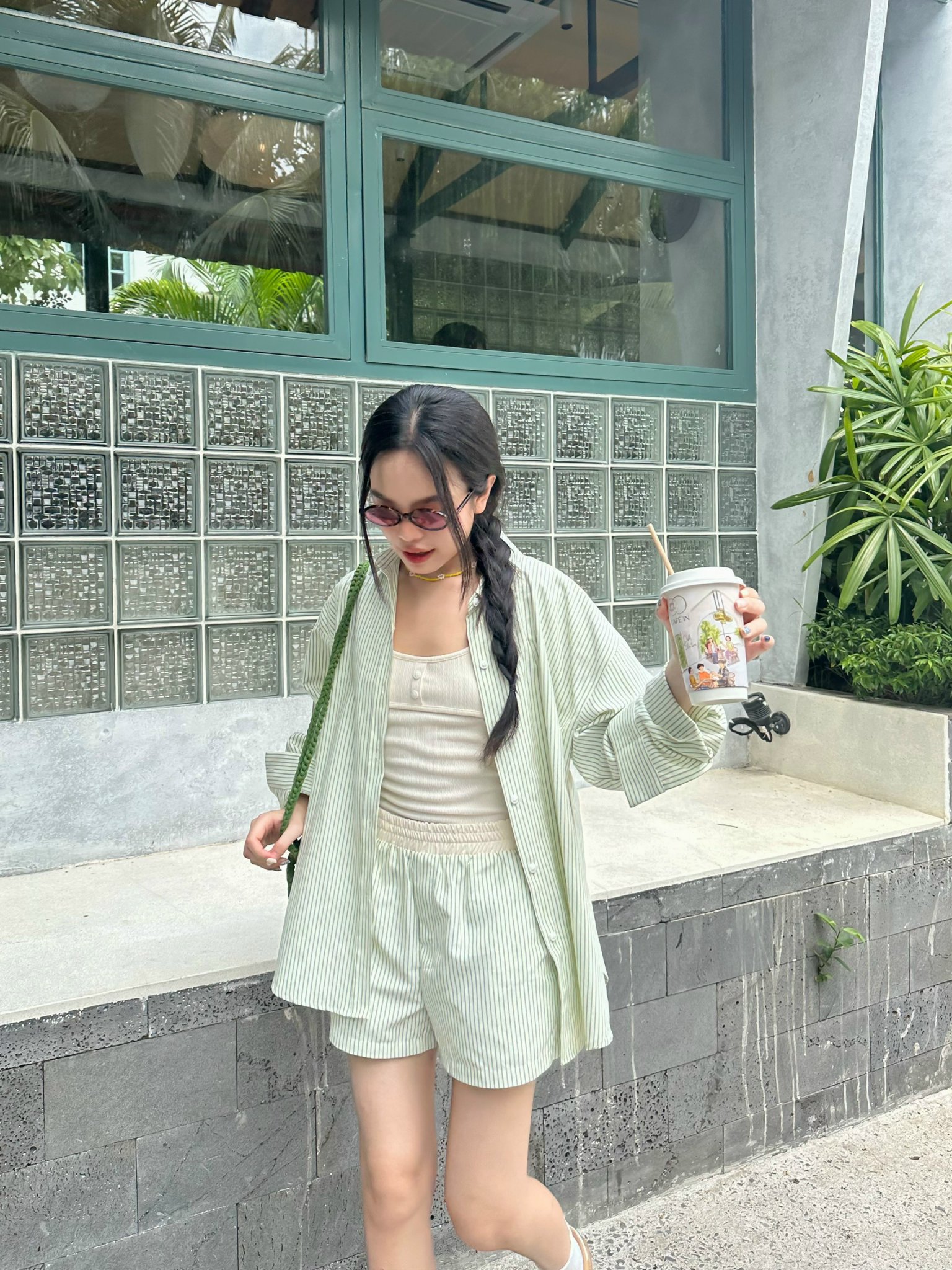 Kido - áo sơ mi sọc tay dài joycee shirt